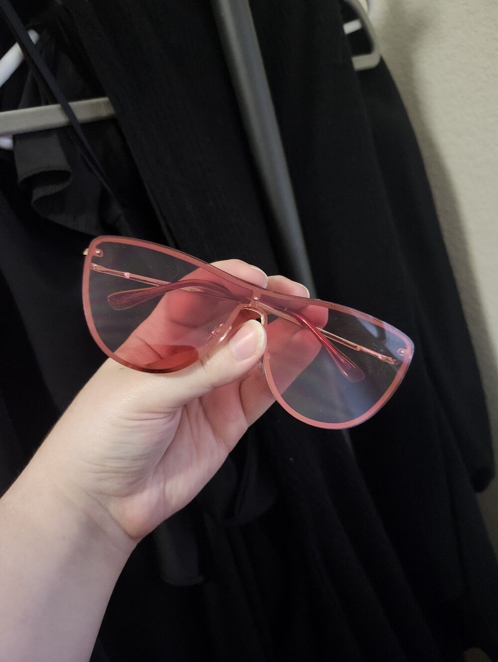 Elizabeth and James Translucent Pink Oversized Shield Sunglasses